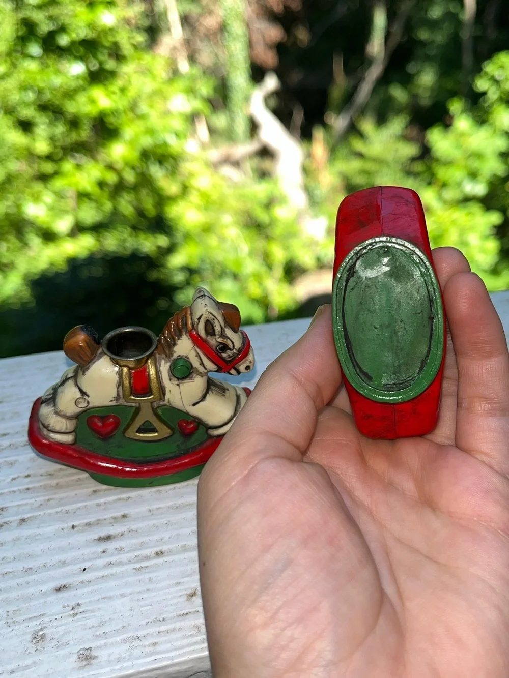 Vintage Christmas Rocking Horses Mini Taper Candlestick Candle Holders